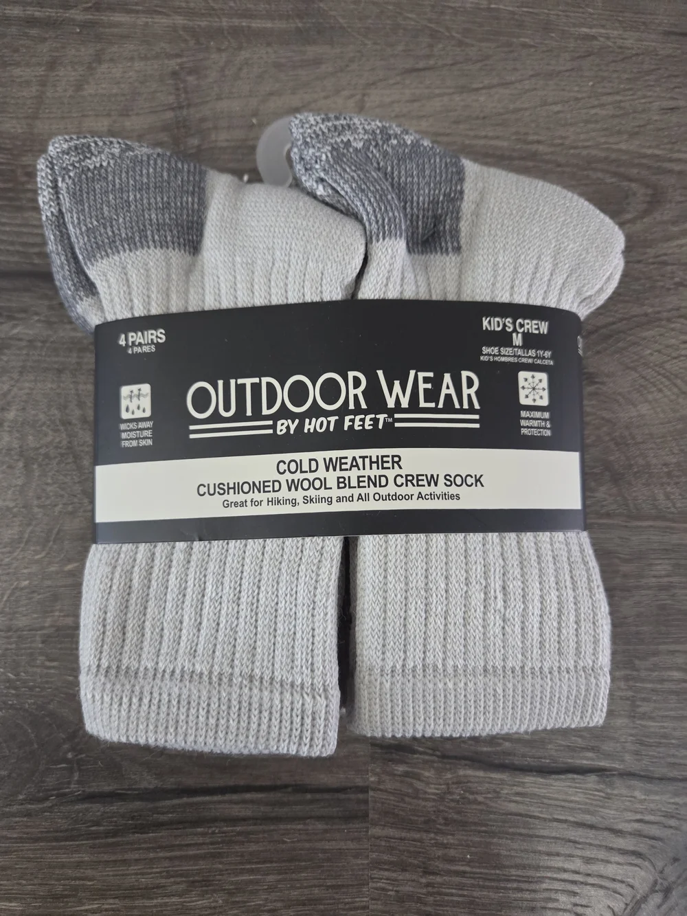 Kids' Cushioned Wool Blend Crew Socks Size M NWT